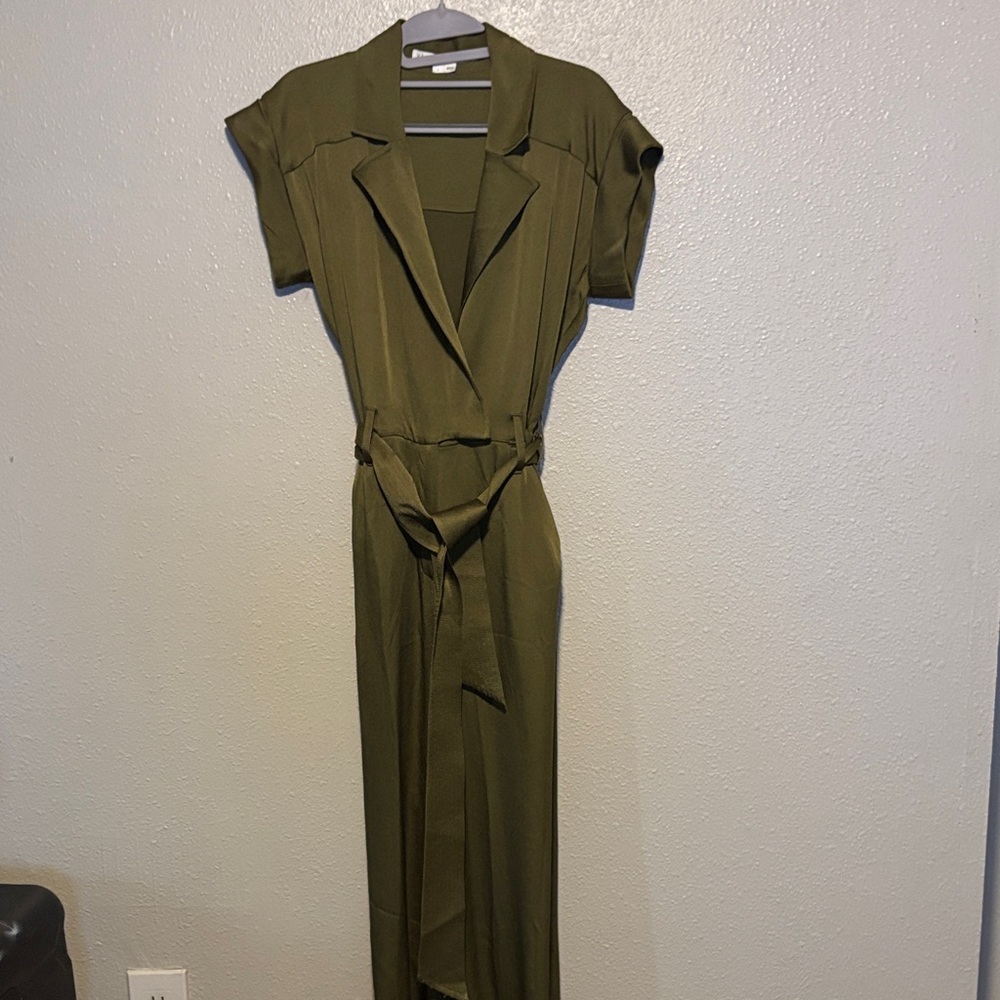 Veronica Beard Olive Green Belted Jumpsuit